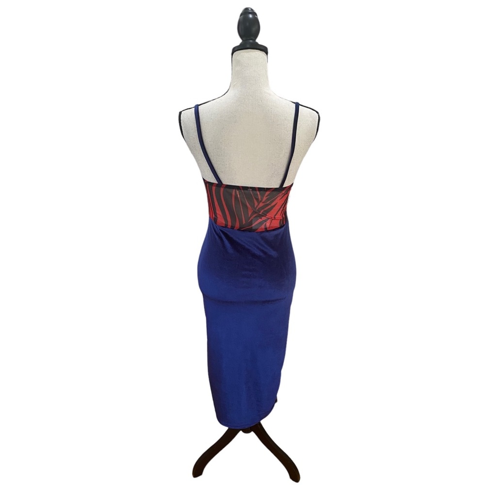 Zebra Sheer Cut Out Velvet Midi Dress - Picture 2 of 3